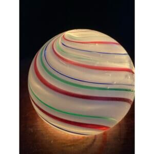 Vintage Handblown Glass Peppermint Swirl Marble Signed Harry Boyer